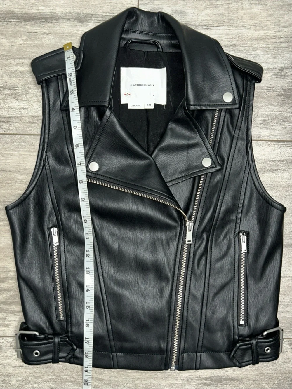 Anthropologie Women’s XXS Faux Leather Cropped Sleveless Moto Jacket Festival
